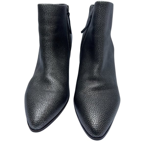 Frankie4 Shoes - Frankie4 Ankle Booties Speckled Leather Side Zipper Cuban Heel Pewter Size 8½